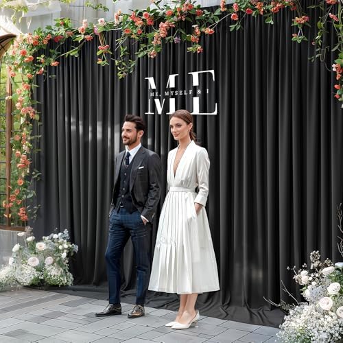 40x10ft Black Backdrop Curtain Panels for Parties - Wrinkle Free Polyester Photo Curtain Backdrop Wedding Back Drop Fabric Drapes for Party Decorations Background for Photography - Image 2