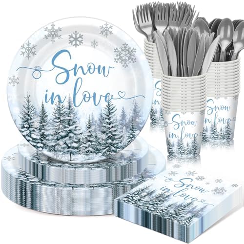 168 Snow in Love Bridal Shower Decor Snowflake Tableware Set by Sunnychicc
