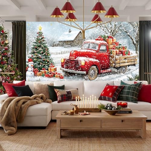 HOMETITUTE Christmas Truck Garage Door Cover Banner 13x6ft Polyester - Image 2