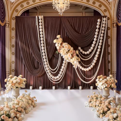 40ft x 10ft Wrinkle Free Brown Backdrop Curtains for Parties, 8 Panels 5x10ft Thick Fabric Backdrop Drapes for Wedding Party Background Birthday Decoration - Image 3