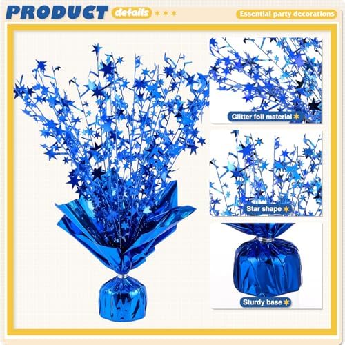 12 Pack Metallic Foil Spray Centerpiece Star Table Decoration Burst Table Centerpieces for Birthday Weddings Anniversaries Christmas New Year Holiday Party Supplies Decor (Blue) - Image 3