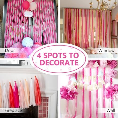 PartyWoo Pink Crepe Paper Streamers 10pcs 820 FT Pink Streamers - Image 5
