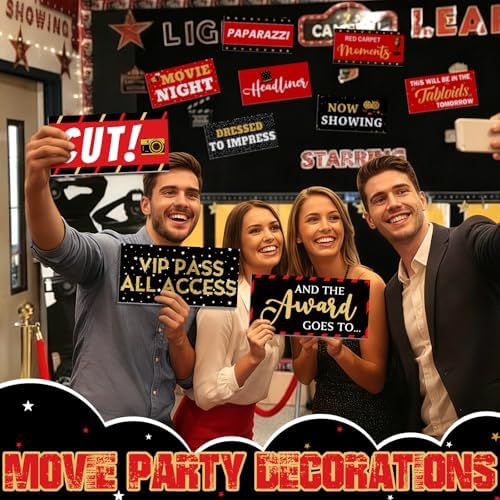 Beeveer 24 Designs Movie Party Photo Booth Props, Double Sided PVC Selfie - Image 4