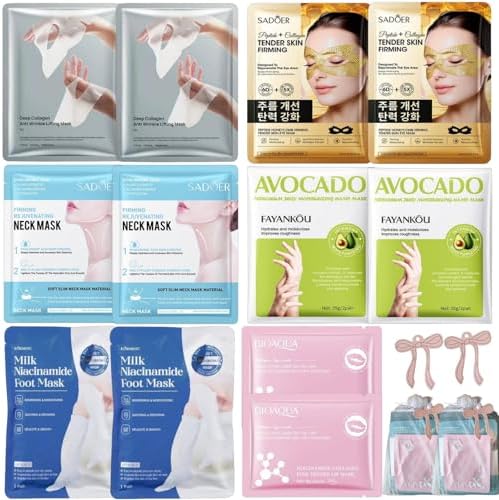 16 PCS Spa Party Supplies for Girls，Spa Party Favors Include Facial Masks, Lip Mask & Under Eye Patches, Hand Masks, Foot Masks &Cervical Masks for Girls, Sleepover Party gifts by Unknown