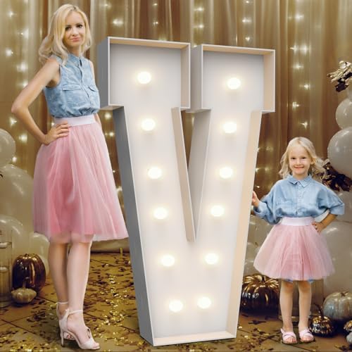 4FT Light Up Marquee Letter V - Large Foam Board Mosaic Kit by Teebloom