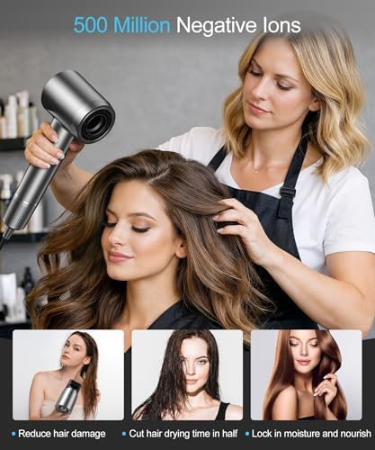 Cosy Companions Hair Dryer - Negative Ionic Blow Dryer with 150000 RPM High Speed Brushless Motor for Fast Drying, Low Noise, HD Display Hair Dryer with Diffuser and Nozzle, 5 Temps & 2 Speeds - Image 5