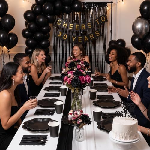 350 Pcs Halloween Black Paper Plates and Napkins Set, Serve 50 Guests - Image 4