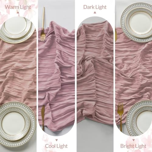 6 Pack Pink Cheesecloth Table Runner 35"×120" Gauze Fabric Table Runner - Image 7