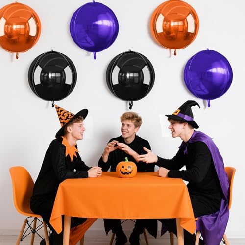 Black Orange Purple Round Foil Balloons Halloween Prom Decor 22 Inch 6 Pcs - Image 6
