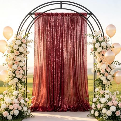 ShinyBeauty Burgundy Sequin Backdrop Curtain 4x6ft for Wedding Party Decor - Image 4