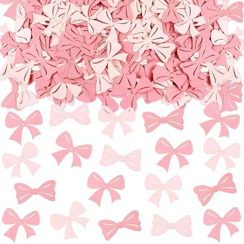 200Pcs Double-sided Pink Bows Confetti Bow Bowknot Table Decorations for Baby Shower Girls Coquette Birthday Party Decoration Bridal Shower Engagement Wedding Bachelorette Party Confetti Supplies - Image 7