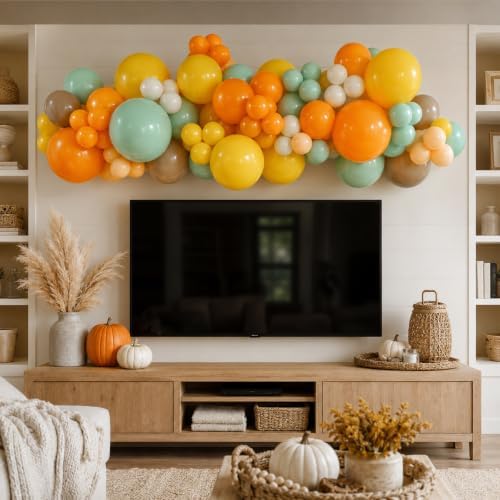 Orange Green Balloons Garland Arch Kit Fall Autumn Balloon Party Decoration - Image 6
