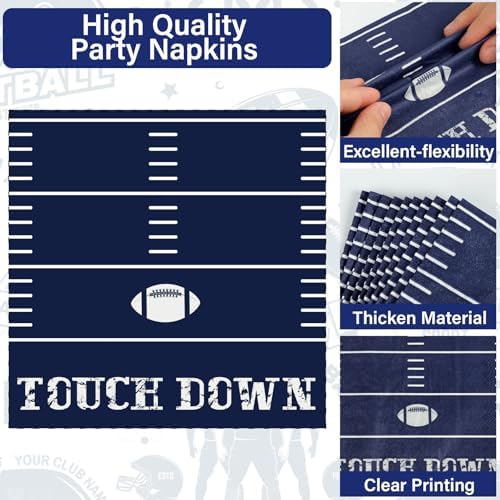 Qyeahkj 25 Guests Cowboys Football Party Plates and Napkins Supplies American Football Team Platters Tableware Set Touch Down Blue & White Decor Favors for Football Fans Boy Sports Team Theme Party - Image 5