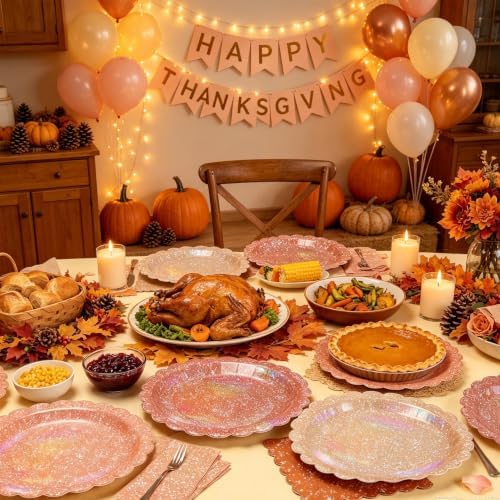 Iridescent Orange Party Plates and Napkins Supplies for Fall Parties 40 Set - Image 5