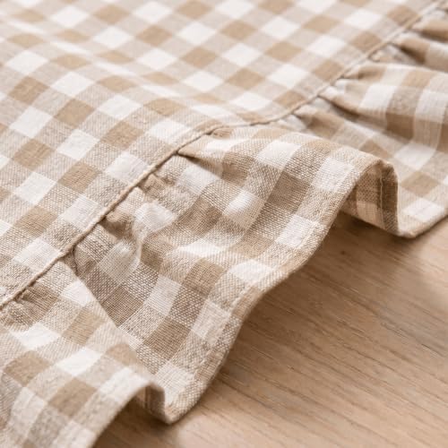 Artoid Mode Brown Farmhouse Plaid Gingham Ruffle Table Runner, Seasonal Scalloped Fall Kitchen Dining Table Decoration for Home Party Decor 13x120 Inch - Image 5