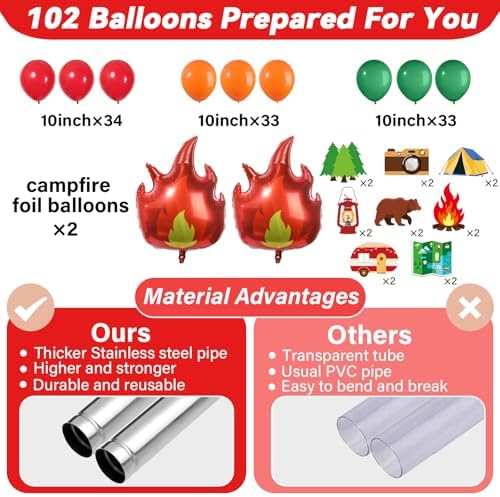 2 Sets Camping Balloon Column Stand Kit Adjustable Campfire Balloon Decor - Image 3
