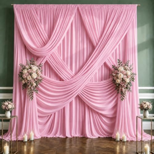 10x10 FT Pink Backdrop Curtains for Weddings, Parties and Photo Booths by Unknown