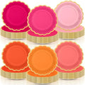 96 Pcs Pink and Orange Paper Plates 9 Inch Scalloped Paper Plates Disposable Dinner Dessert for Birthday Wedding Bridal Party Supplies, 6 Colors by Tiangrid