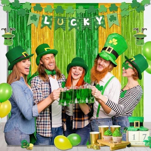 2Pack Green Gold St Patricks Foil Curtain Xmas Decorations Party Streamers - Image 4