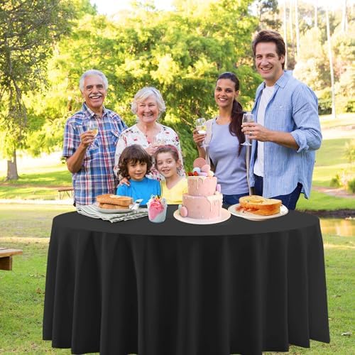 12 Pcs Round Black and Gold Tablecloths, 84 Inches - Image 7