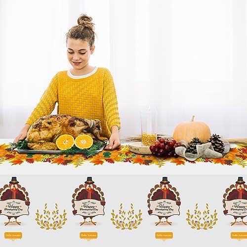 OHOME 2 Pack Thanksgiving Tablecloth Disposable - Fall Party Supplies for Thanksgiving Table Decor | Friendsgiving Party Decorations | Thanksgiving Decorations 54" x 108" - Image 5