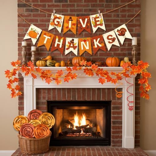 Thanksgiving and Friendsgiving Party Decorations Set, Autumn Fall Harvest Decor Supplies with Festive Banners, Hanging Swirls and Seasonal Ornaments for Home Celebration - Image 7