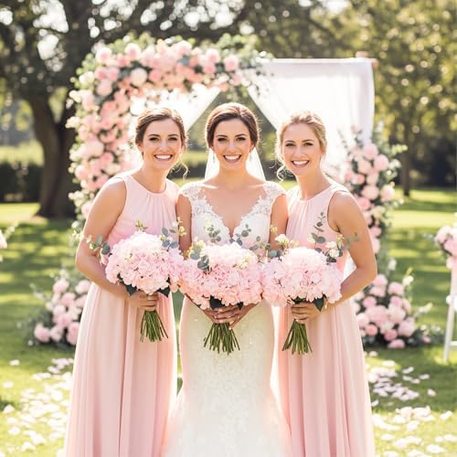 Auihiay 64Pcs Pink Hydrangea Artificial Flowers Bulk, Silk Hydrangeas - Image 6