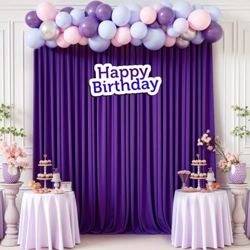 Purple Backdrop Curtain - 20x10FT Backdrop Curtains for Parties Wrinkle-Free Soft Polyester Wedding Decorations Photography Background Stain-Resistant for Halloween, Backdrop Stand, 4 Panels - Image 6