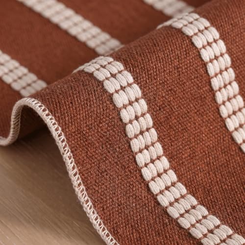 Artoid Mode Caramel Farmhouse Dashed Stripe Table Runner, Seasonal Holiday Fall Boho Rustic Kitchen Dining Table Decoration for Home Party Decor 12x36 Inch - Image 5