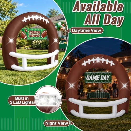 8FT Brown White Inflatable Football Helmet Arch with LED Lights - Image 4
