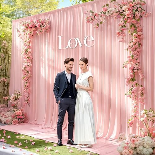 20x12ft Blush Pink Backdrop Curtain Panels for Parties - Wrinkle Free Polyester Photo Curtain Backdrop Wedding Back Drop Fabric Drapes for Party Decorations Background for Photography - Image 4
