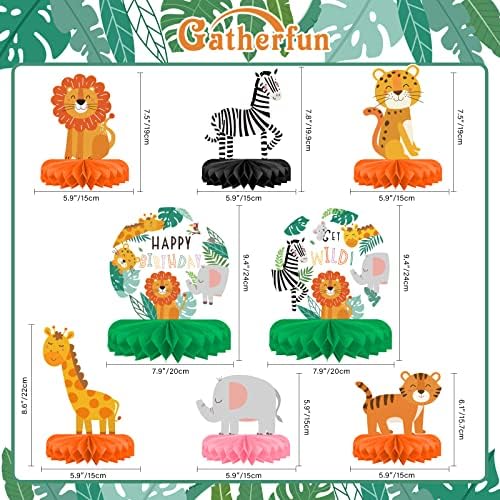 Safari Birthday Decorations Table Centerpiece - Jungle Animals Theme Party Supplies, Honeycomb Table Toppers for Animal Jungle Theme Party Decorations - Image 2
