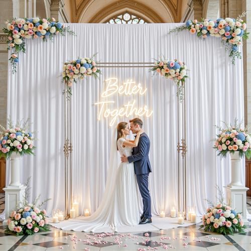 10x12ft White Backdrop Curtain Panels for Parties - Wrinkle Free Polyester Photo Curtain Backdrop Wedding Back Drop Fabric Drapes for Party Decorations Background for Photography - Image 4