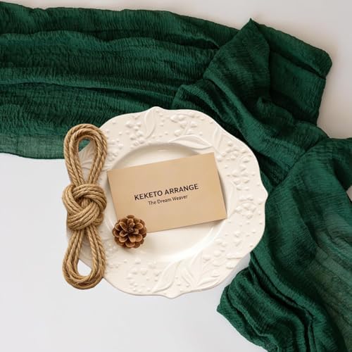 Emerald Green Cheesecloth Table Runner 120 in Fall Christmas Decorations - Image 5