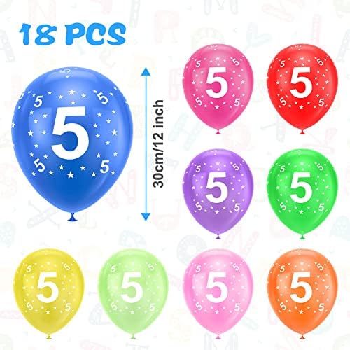Ainiv 5th Birthday Balloons 18PCS, 12inch Numbers Printed Latex Balloons - Image 2