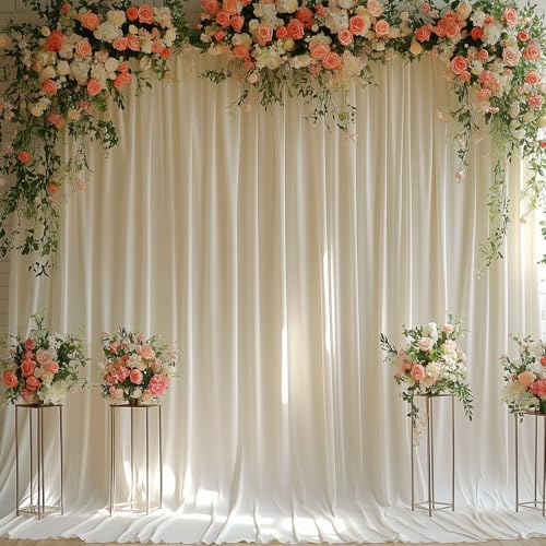 Ivory Backdrop Curtains for Wedding Parties, 20x7FT Wrinkle Free Photo Backdrop Curtains for Wedding Birthday Party Baby Shower, Fabric Drape with Rod Pockets 5ft x 7ft, 4 Panels - Image 5