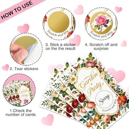 50 Pcs Garden Party Scratch off Game Cards for Spring Summer Party - Image 3