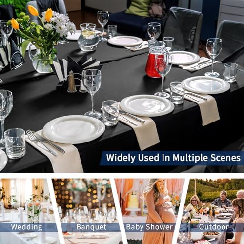 Fixwal 10 Pack 6FT Black Tablecloth Rectangle Spandex Fitted Table Cover - Image 6