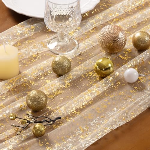 Gold Gauze Table Runner Glitter Fall Wedding Birthday Party Table Decor - Image 3