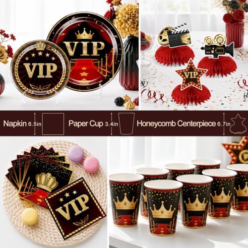 Yingto 177PCS Red Carpet Party Decorations Hollywood Birthday Set Serves 20 - Image 5