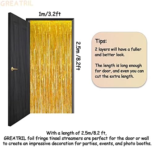 Gold Fringe Curtain Tinsel Backdrop Pack of 2 - Image 3