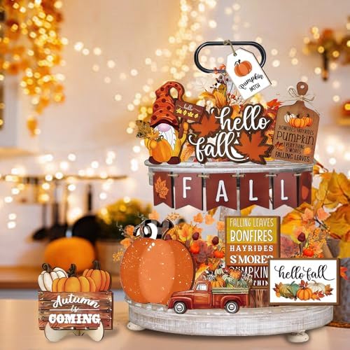Quimoy 19 Pcs Fall Tiered Tray Decor - Image 5