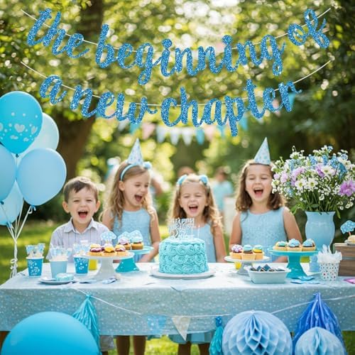BEISHIDA Sky Blue Pre-Strung Glitter The Beginning of A New Chapter Banner - Image 5