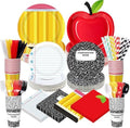450 Pcs Back to School Tableware Set, Serve 50, Red Yellow by Unknown