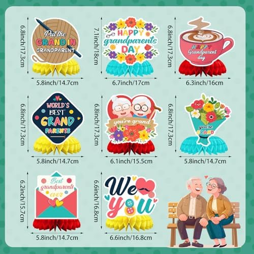 JULMELON 8 Pcs Grandparents Day Decorations, 3D Honeycomb Centerpieces - Image 2