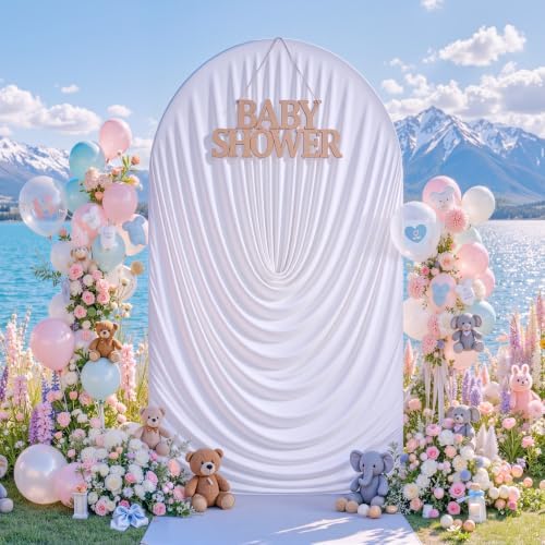 White Draped Arch Cover - 6FT Drape Arch Backdrop Cover - Image 2