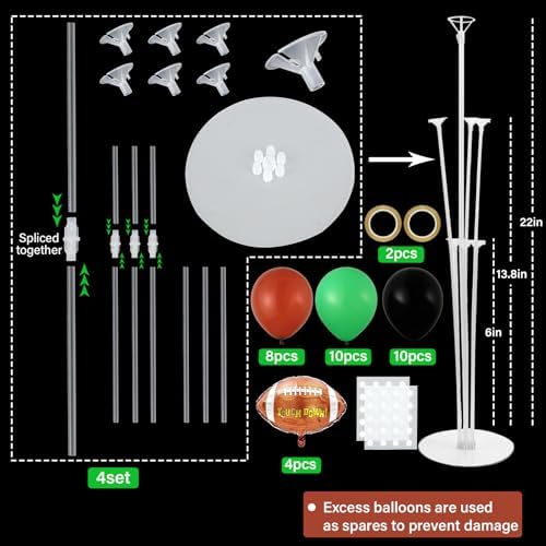 Naozinebi 4 Sets Football Birthday Party Balloons Stand Kit Party Decor - Image 2