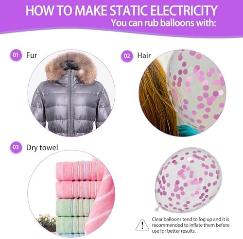 68Pcs Pink and Purple Balloons 12 Inch Metallic Purple Pink Latex Balloon Confetti ballons with Ribbons Party Balloons for Wedding Girls Birthday Baby Shower Decorations. - Image 5