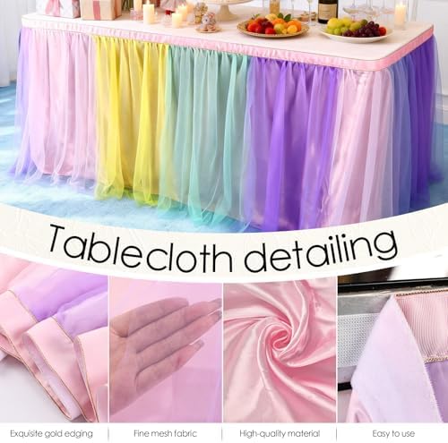 THARAHT Tulle Table Skirt 9FT 270CM Long for Rectangle Tables Round Tables Ruffle Desk Skirt for Princess Girls Birthday Party Cake Dessert Decorations Table Skirt - Image 3