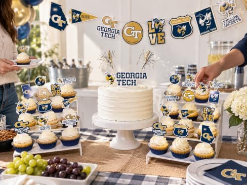 Georgia Tech Party Decorations Cupcake Toppers Graduation Party Decor 42 Pc - Image 2